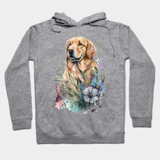 Pet Dog Portrait, Dog Owner Gift Idea, Cute Golden Retriever Watercolor Dog Portrait Hoodie